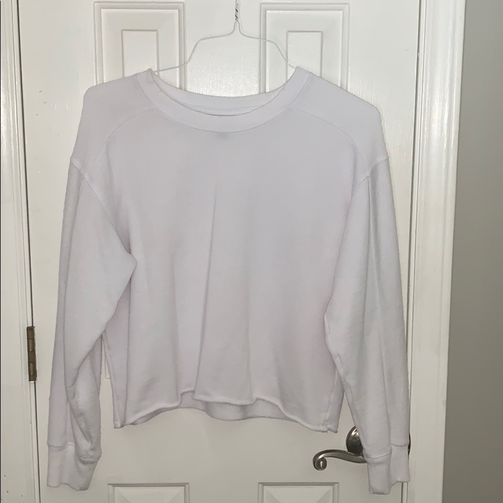 White distressed crop sweatshirt
